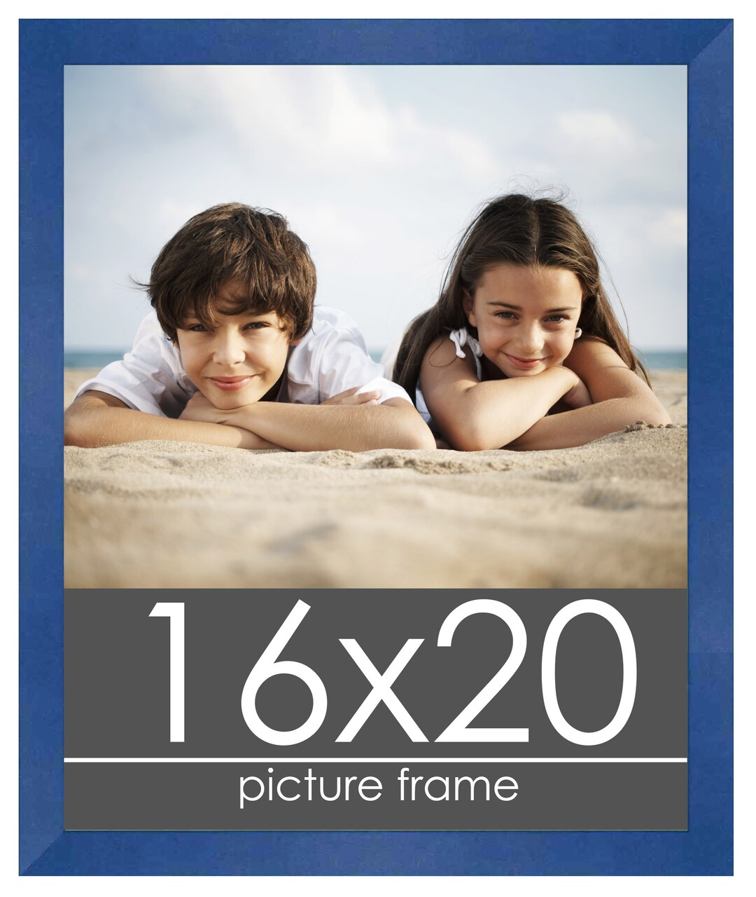 16x20 Classic Modern Blue Picture Frame - UV Acrylic, Foam Board Backing, Hanging Hardware